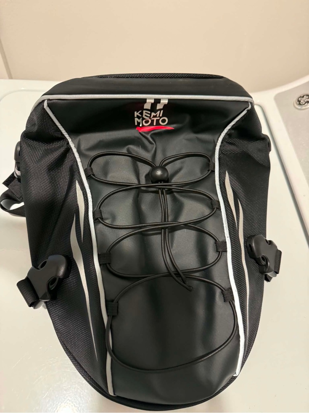 Black Men's Motorcycle Tail Backpack